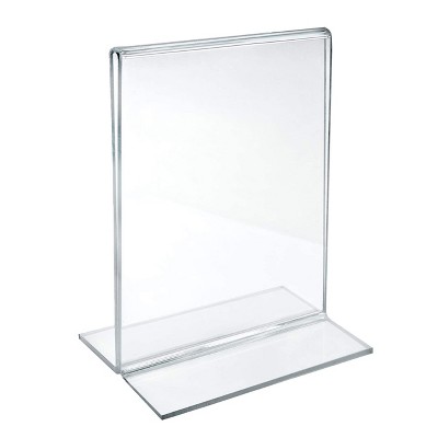 Clear Acrylic Double-Foot T-Frame Sign Holder Set, 8.5" x 11"