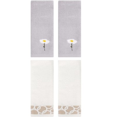 REGALWOVEN 4 Pcs Bathroom Soft Cotton Absorbent Hands Towels