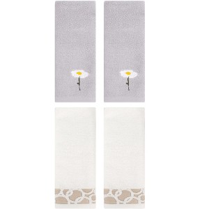 REGALWOVEN 4 Pcs Bathroom Soft Cotton Absorbent Hands Towels - 1 of 4