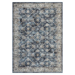 Washable Vintage Rug Non Slip Low Pile Rug Soft Throw Floor Cover Floral Foldable Indoor Carpet for Living Room Bedroom Playroom Nursery - 1 of 4
