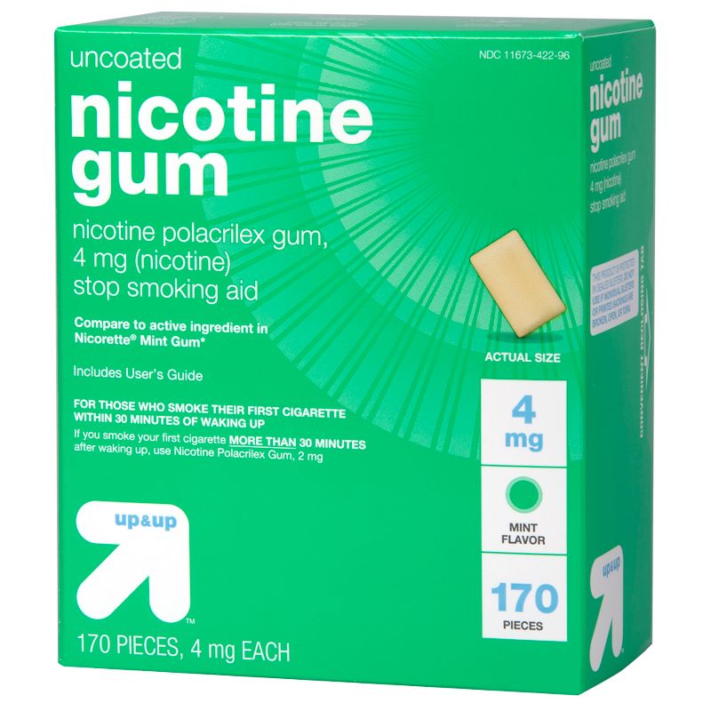 Nicotine 4mg Gum Stop Smoking Aid - Mint Flavor - 170ct - up &#38; up&#8482;, 4 of 9