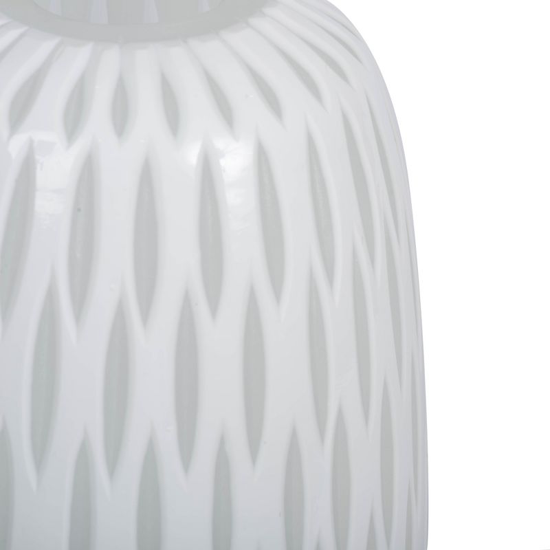 Vickerman 13" White Frosted Glass Vase. This lightly frosted vase is accented with a white diamond pattern. Pair this vase with your favorite faux, 3 of 6