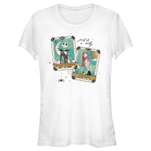 Juniors Womens The Nightmare Before Christmas Jack and Sally Tarot Cards T-Shirt - 1 of 4