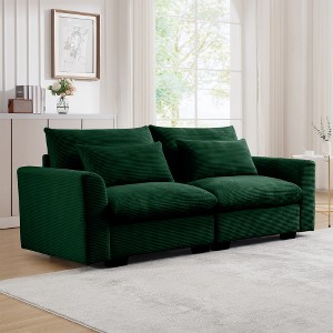 MYINDA  Corduroy Sofa Couch, Deep Seat Couches for Modern Living Room/Apartment/Office,Green - 1 of 4