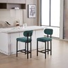 Kumasinova Counter Height Bar Stools Set of 2, Modern Upholstered Fabric Bar Stools with Black Metal Legs, Kitchen Island Chair for Dining Room/Bar - 2 of 4