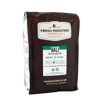 Fresh Roasted Coffee, Organic Bali Blue Moon Coffee, Medium Roast Ground Coffee - 5lb