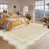 Garvee Scalloped Edge Area Rug Floral Bordered Rug Indoor Non Slip Low Pile Soft Carpet Soft Foldable Accent Rug - 2 of 4
