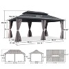 PURPLE LEAF Permanent Hardtop Gazebo Aluminum Frame Gazebo with Galvanized Steel Double Roof, UV-Resistant, Netting & Curtains included - Grey - 2 of 4