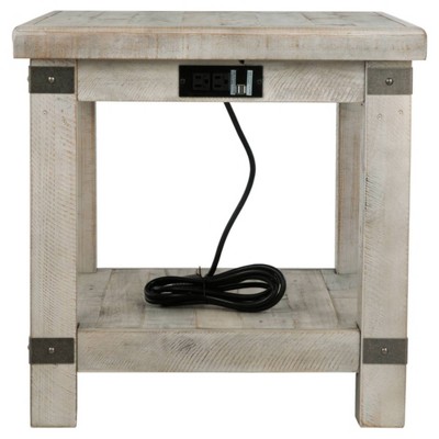 Contemporary Gray Rectangular End Table with Storage