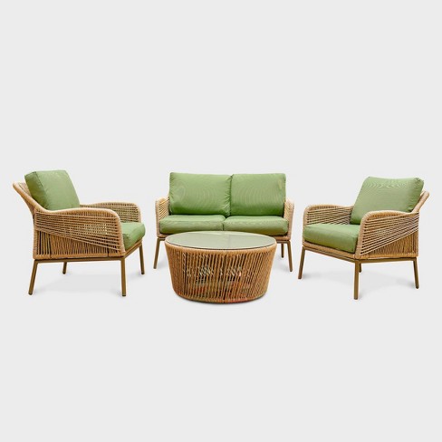 Terrell 4pc Wicker Patio Seating Set Green Leisure Made Leisure Made Target