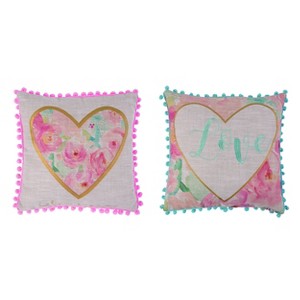 Transpac Fabric Love Pillow Set of 2 Valentines Home Decorations - 1 of 1