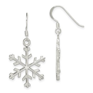 Black Bow Jewelry Sterling Silver Polished Snowflake Dangle Earrings - 7/8 Inches - 1 of 4
