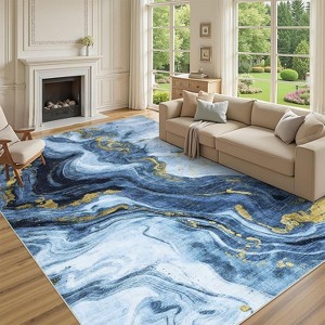 Acekool Machine Washable Area Rug, Non-Slip Low Pile Soft Accent Carpet, Easy-Clean Stain-Resistant Modern Abstract Rug for Living Room Bedroom Office - 1 of 4