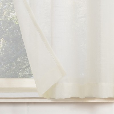 Ivory Light-Filtering Linen Blend Cafe Curtain Pair, 56" x 36"