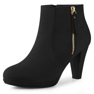 Perphy Women's Suede Platform Round Toe Chunky Heels Ankle Boots - 1 of 4