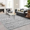 Indoor Farmhouse Bedroom Living Room Rugs Soft Low Pile Carpet with Geometric Pattern - 2 of 4