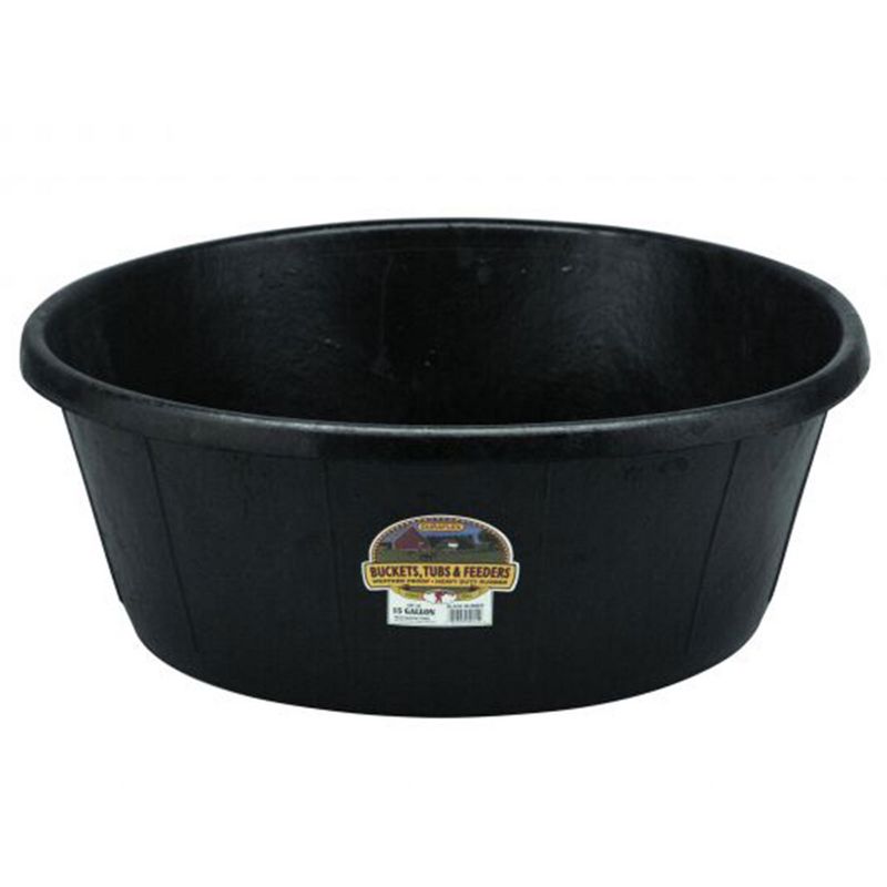 Little Giant Durable Indoor Outdoor Weatherproof 15 Gallon Rubber Tub Feeder Pan Bowl for Livestock Feeding and Other Chores, Black, 1 of 5