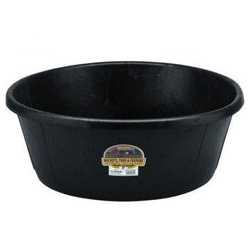Little Giant Durable Indoor Outdoor Weatherproof 15 Gallon Rubber Tub Feeder Pan Bowl for Livestock Feeding and Other Chores, Black