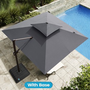 Crestlive Products 10.5FT Square Double Top Cantilever Umbrella UV30+ with Base Set Outdoor 360° Rotation 6 Heights Adjustable Offset Umbrella - 1 of 4