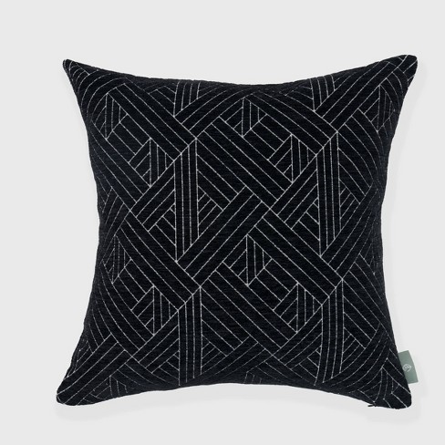 Black chenille throw store pillows