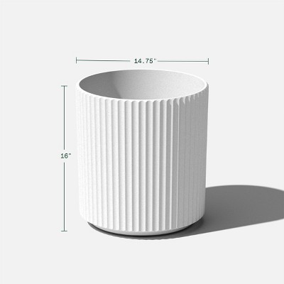 Roman Fluted Edge 16" White Round Planter for Indoor & Outdoor