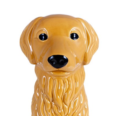 Golden Retriever Ceramic Toilet Brush Holder with Plastic Brush