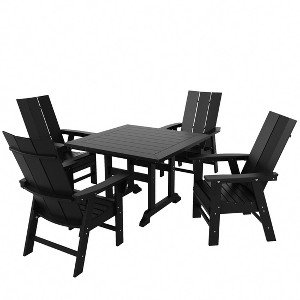 WestinTrends 5 Piece Outdoor Patio Dining Square Table and Modern Armchair Set - 1 of 2