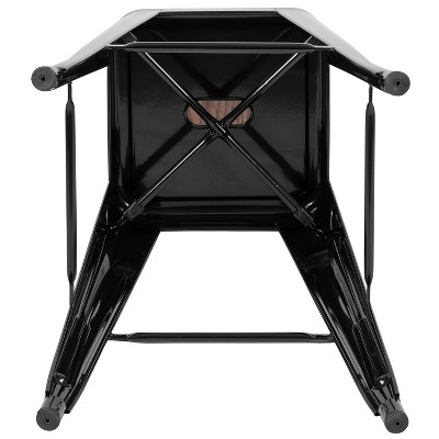 Industrial Chic 30" Stackable Black Metal and Wood Bar Stool, Set of 4