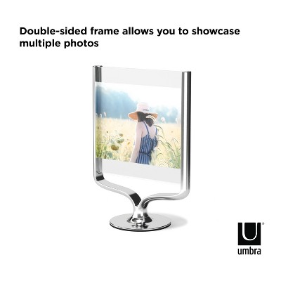 Wishbone Chrome Double-Sided Floating Tabletop Picture Frame