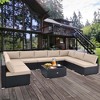 Costway 10 PCS Patio Rattan Furniture Set Outdoor Wicker Sofa Table Cushioned Seat Black/Brown - 3 of 4