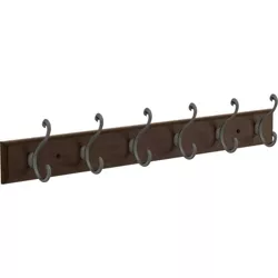 Franklin Brass 24" Rail with 6 Light Duty Scroll Decorative Hook Rack Cocoa Soft Iron