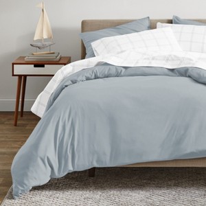 400 Thread Count Organic Cotton Sateen Duvet Cover and Sham Set by Bare Home - 1 of 4