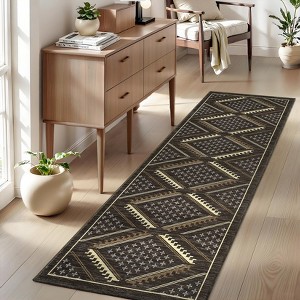 Garvee Modern Geometric Area Rug Soft Non Slip Foldable Accent Rug Washable Low Pile Rug - 1 of 4