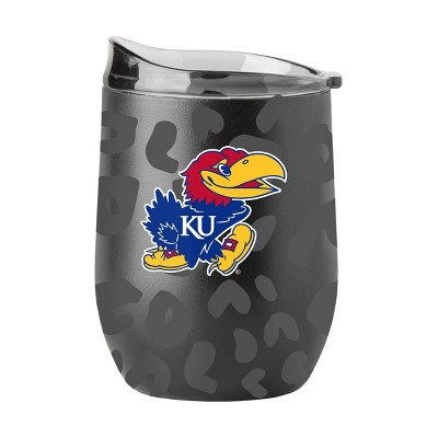 NCAA Kansas Jayhawks 16oz Black Leopard Stainless Steel Wine Tumbler