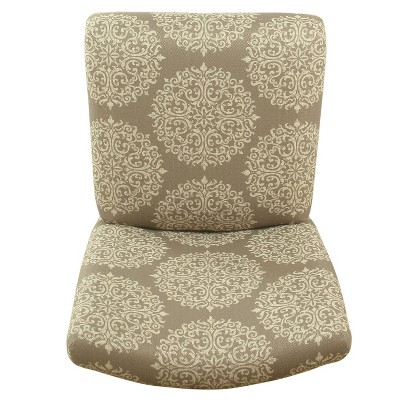 Braeburn 24" Tan and Cream Upholstered Counter Stool with Brown Wood Legs