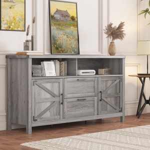 TV Stand for 55 Inch TV, Farmhouse Barn Door Modern Entertainment Center,Tall TV Console and Ideal Media Storage - 1 of 4