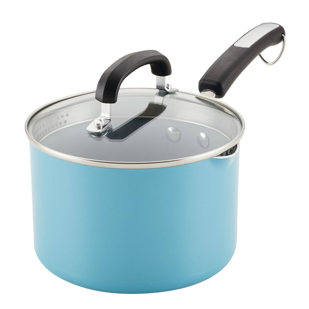 Farberware Eco Advantage 3qt Ceramic Nonstick Straining Saucepan with Lid Aqua