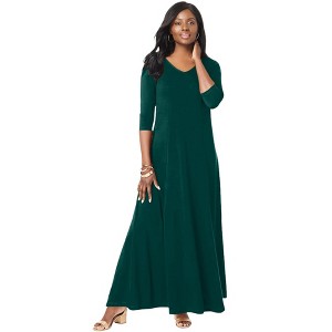 Jessica London Women's Plus Size Double-V Maxi Dress - 1 of 4
