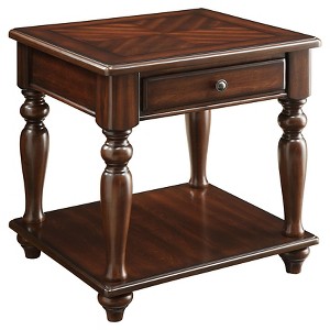 Acme Furniture Farrel End Table Walnut : Living Room Furniture with Storage Shelf, MDF Veneer Finish - 1 of 4