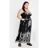 Women's Plus Size Jez Border Print Maxi Dress - black | CITY CHIC - 2 of 4