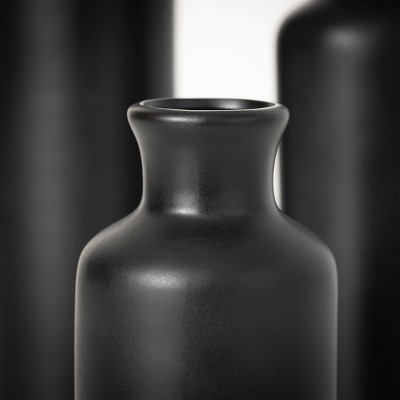 Modern Matte Black Ceramic Vase Trio for Elegant Table Decor