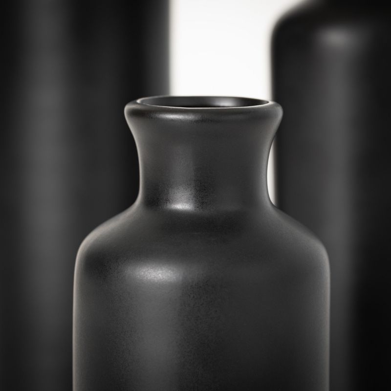Sullivans Matte Black Set of 3 Small Ceramic Bottle Vases 5"H, 7.5"H & 10"H Black, 2 of 15