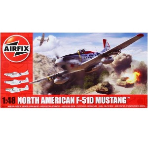 Level 2 Model Kit North American F-51D Mustang Fighter Aircraft with 3 Scheme Options 1/48 Plastic Model Kit by Airfix - 1 of 3