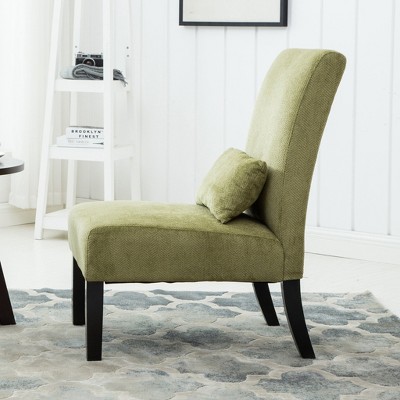 Contemporary Slipper Accent Chair in Green with Espresso Wood Finish