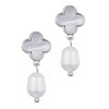 Adornia Silver Plated White Mother of Pearl Clover and Freshwater Pearl Drop Earrings - 4 of 4