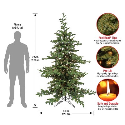 7.5 ft Green Spruce Pre-lit Artificial Christmas Tree with Clear Lights