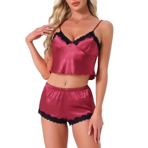 INSPIRE CHIC Women's Lounge Lace Sleeveless Removable Chest Cushion Cami and Shorts Pajama Set - 1 of 4