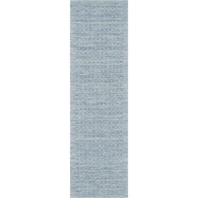 Artisan Sky Blue Wool Textured 27" x 96" Runner Rug