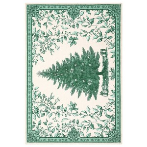 Coolmee  Christmas Tree Cute Outdoor Rug Area Rugs , Non Slip Carpet Rugs, Vintage Washable Rug for Living Room Entryway BackyardGreen - 1 of 4