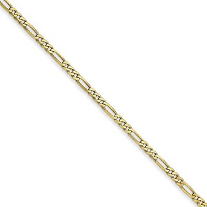 Black Bow Jewelry 1.75mm, 10k Yellow Gold, Solid Concave Figaro Chain Necklace - 1 of 4